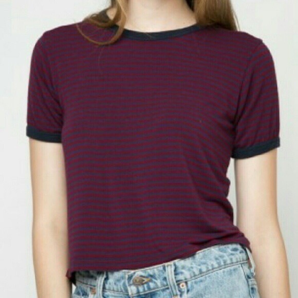 Brandy Melville Maroon Striped Top - Picture 1 of 3